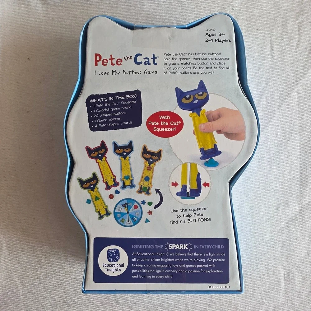 Pete the Cat Game Lot of 2:  Big Lunch Card Game Tin & I Love My Buttons Game